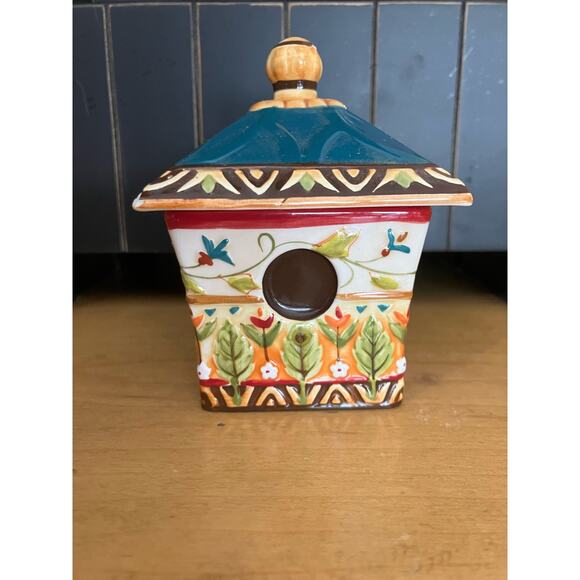 Fitz & Floyd Birdhouse, Figurine, Trinket Box, Decor, Floral, Fall, Leaf - Picture 1 of 8